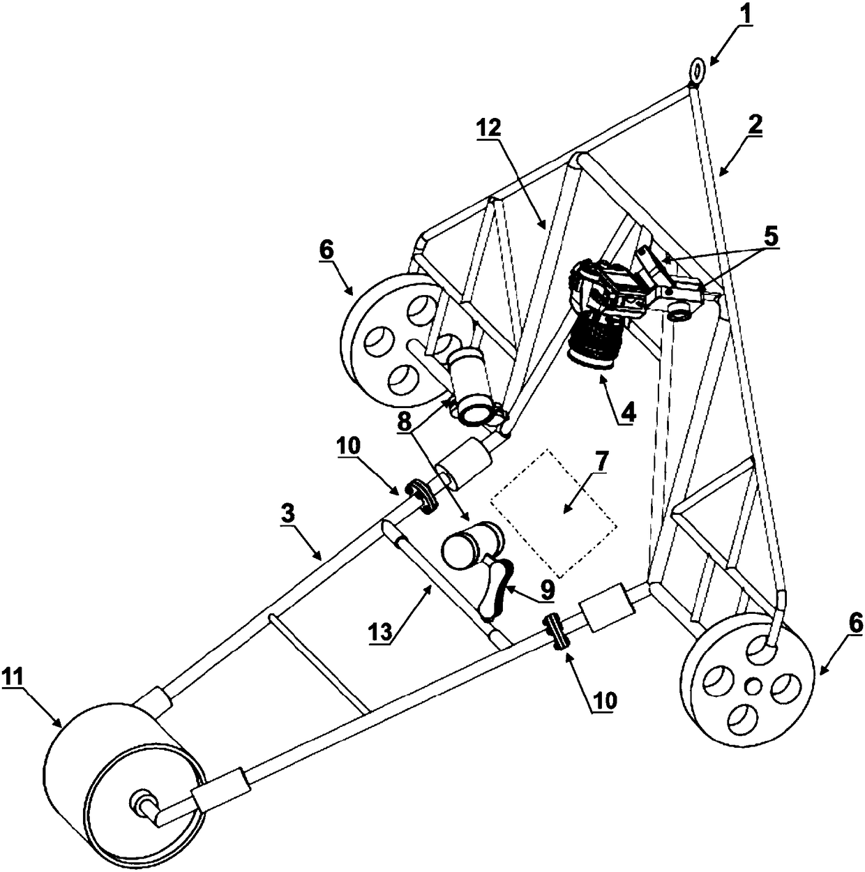 Dragging type water bottom shooting equipment