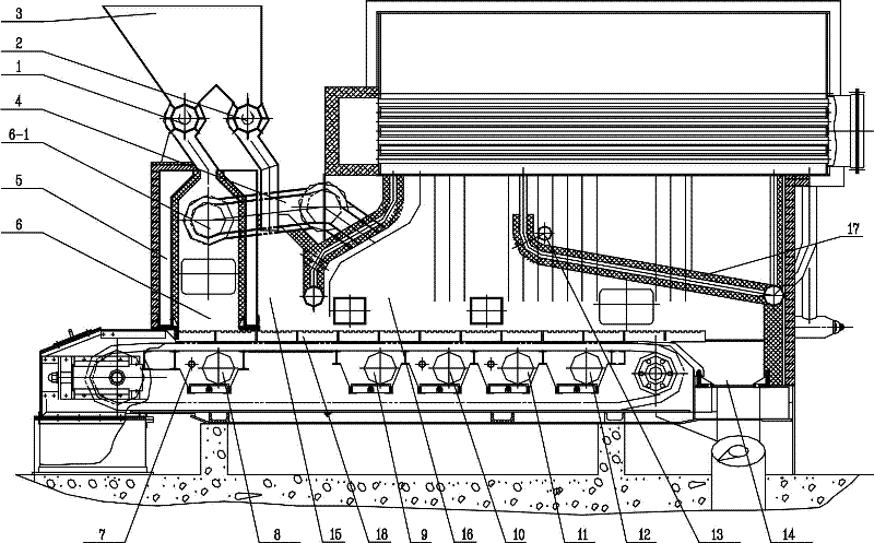 Biomass boiler capable of realizing combined combustion of synthesis gas and semicoke