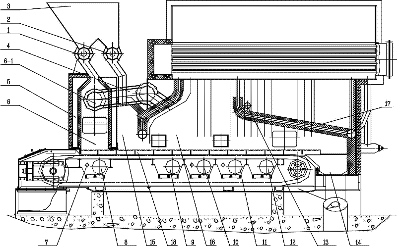 Biomass boiler capable of realizing combined combustion of synthesis gas and semicoke