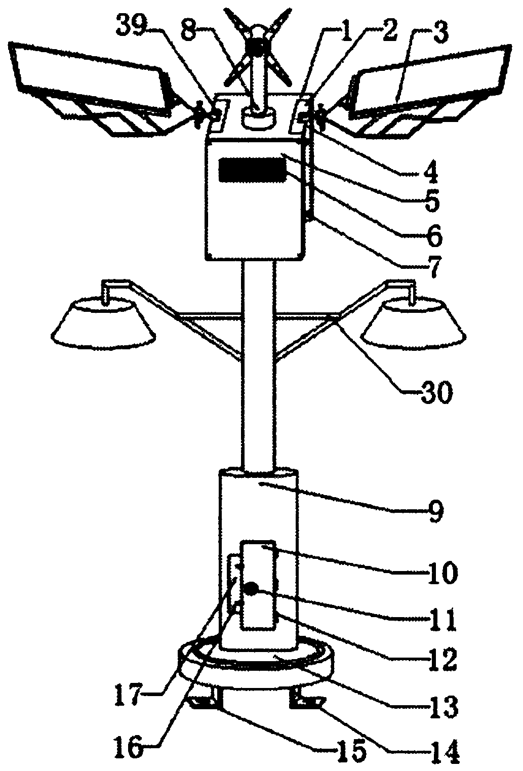 A street lamp with automatically turning on solar conversion panels