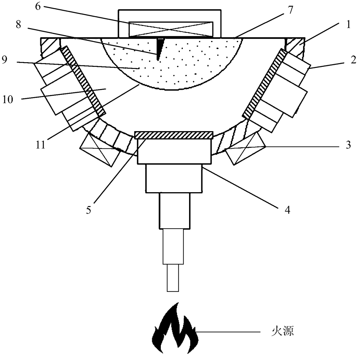 Intelligent passive hemispherical directional automatic fire extinguishing device