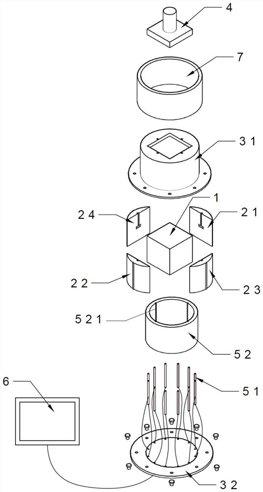 Thermal expansion type triaxial loading method and device