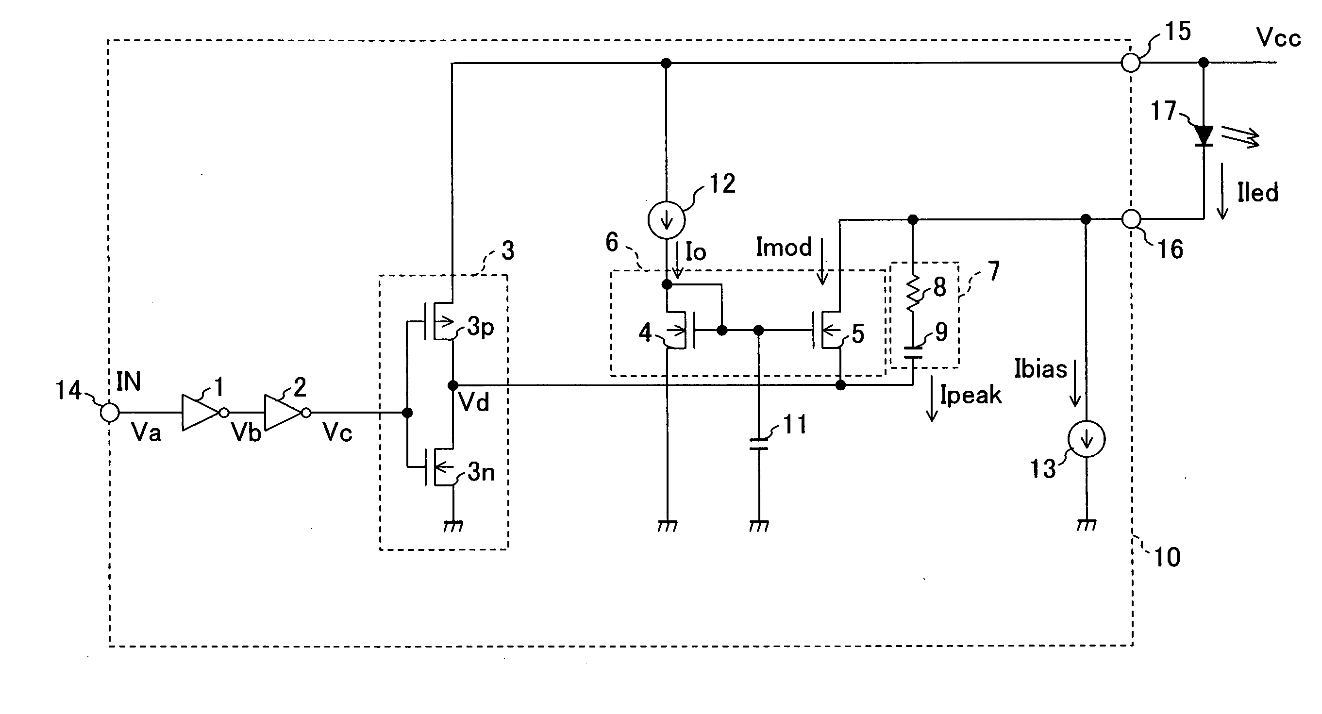 Light emitting diode driving circuit and optical transmitter for use in optical fiber link