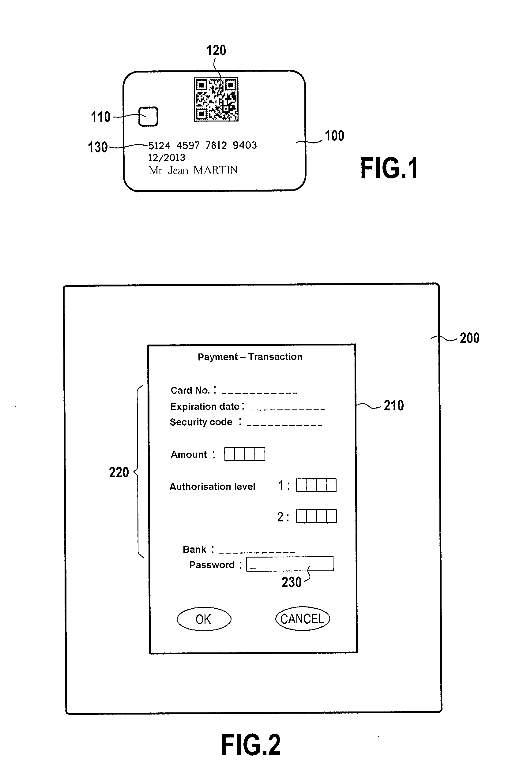 Bank card and response process to a transaction request