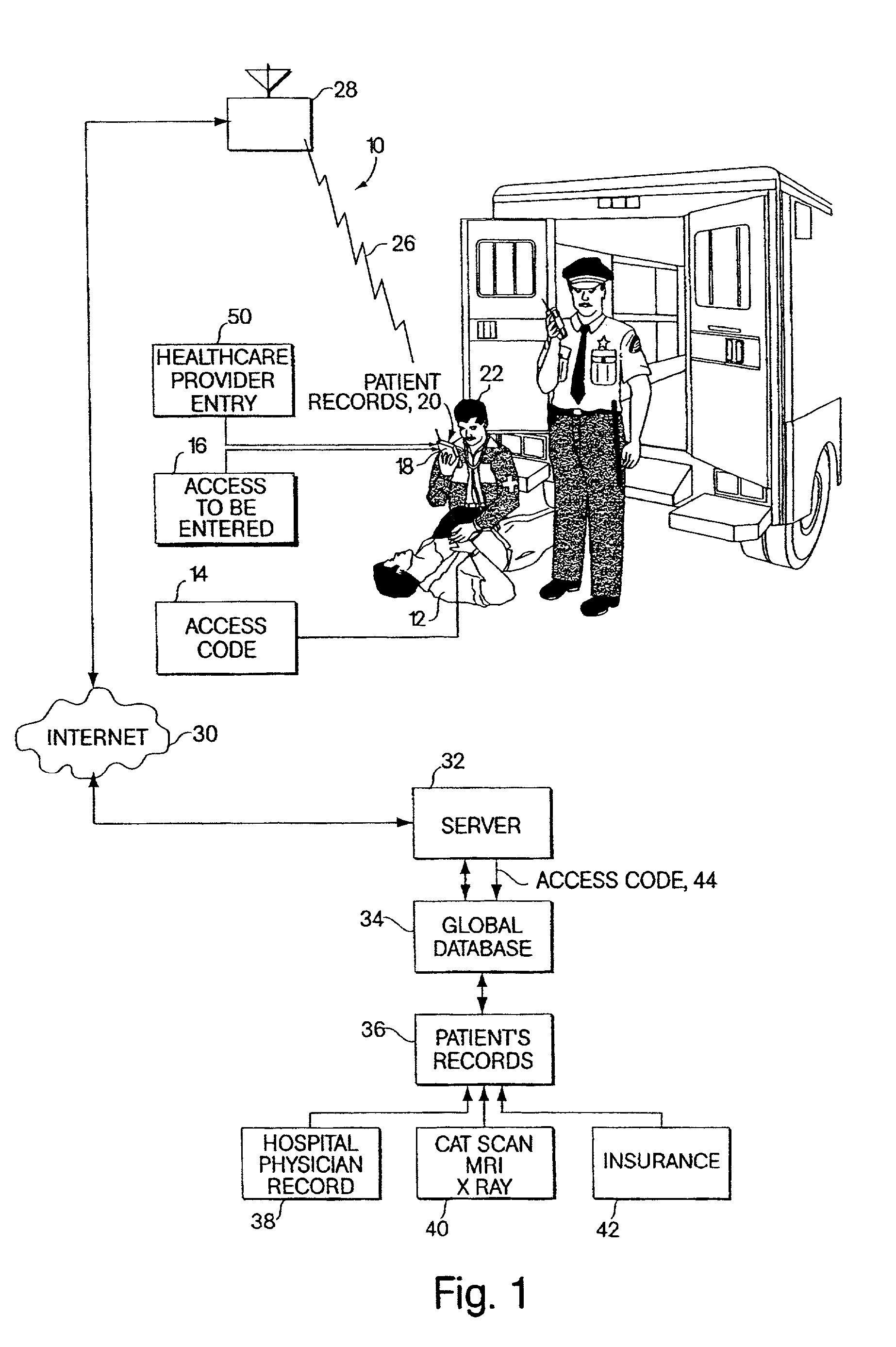 Method using a global server for providing patient medical histories to assist in the delivery of emergency medical services