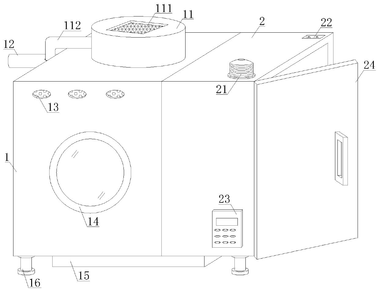 Automatic settling device for two-stage piston pushing centrifuge