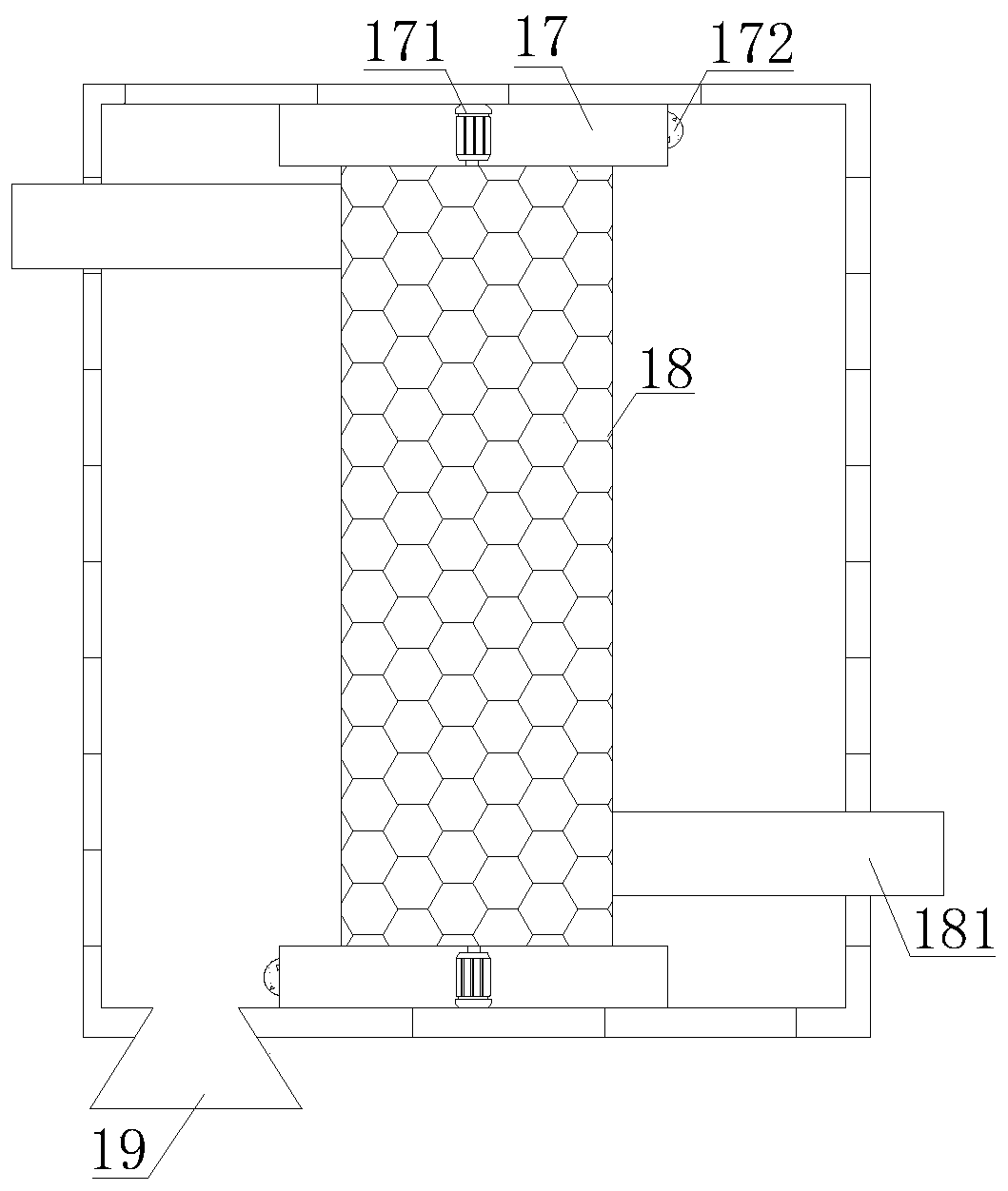 Automatic settling device for two-stage piston pushing centrifuge