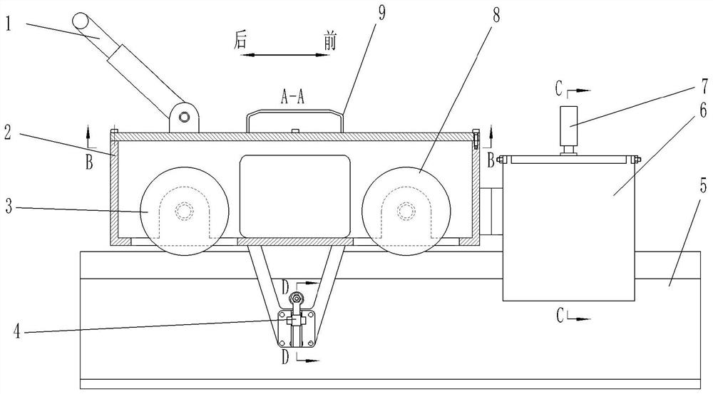 Fluorescence detection device and method for detecting coating effect of steel rail top friction regulator