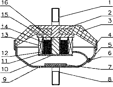 Semi-active particle damping rubber suspension device for power assembly