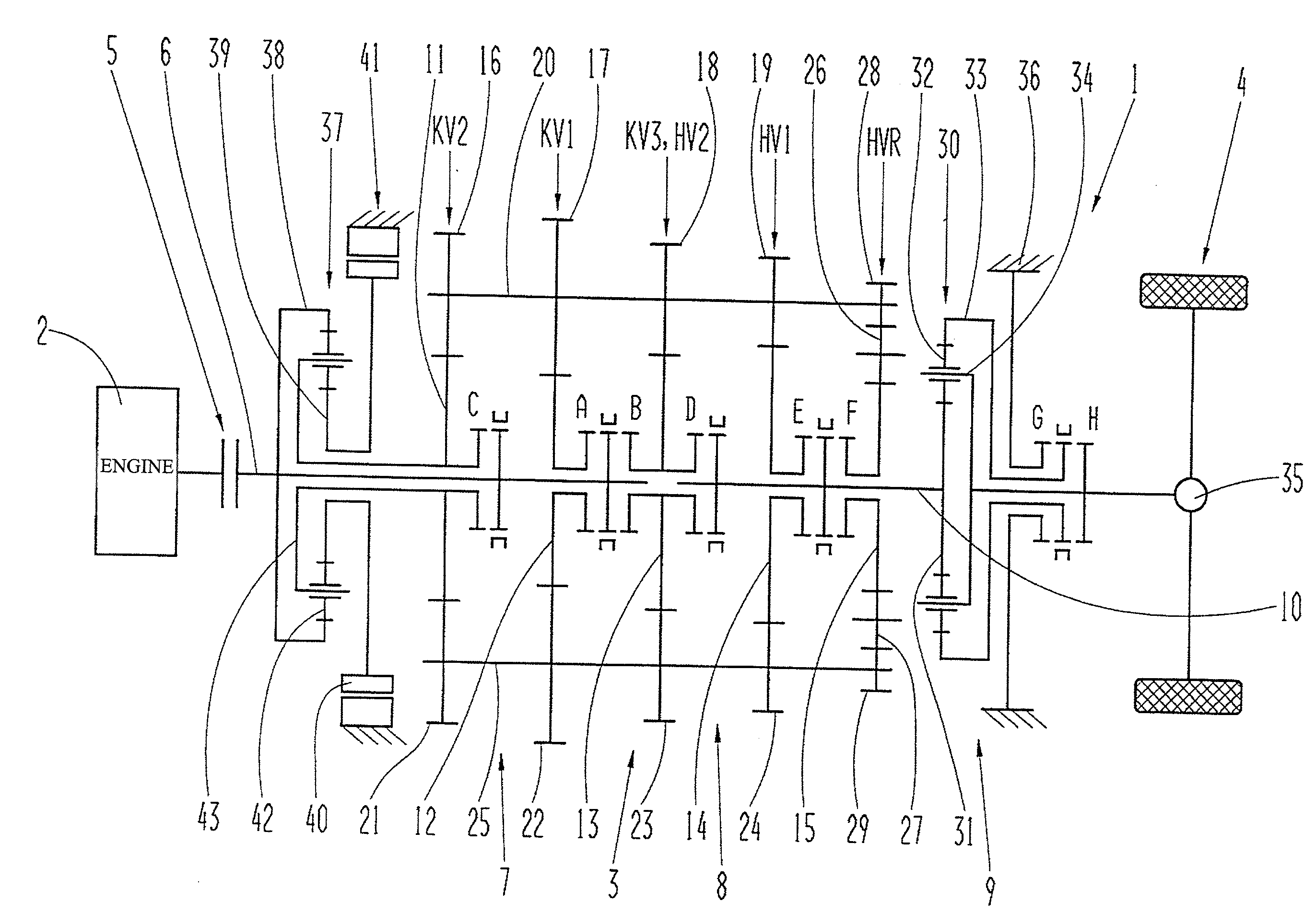 Range-change transmission with an electric engine