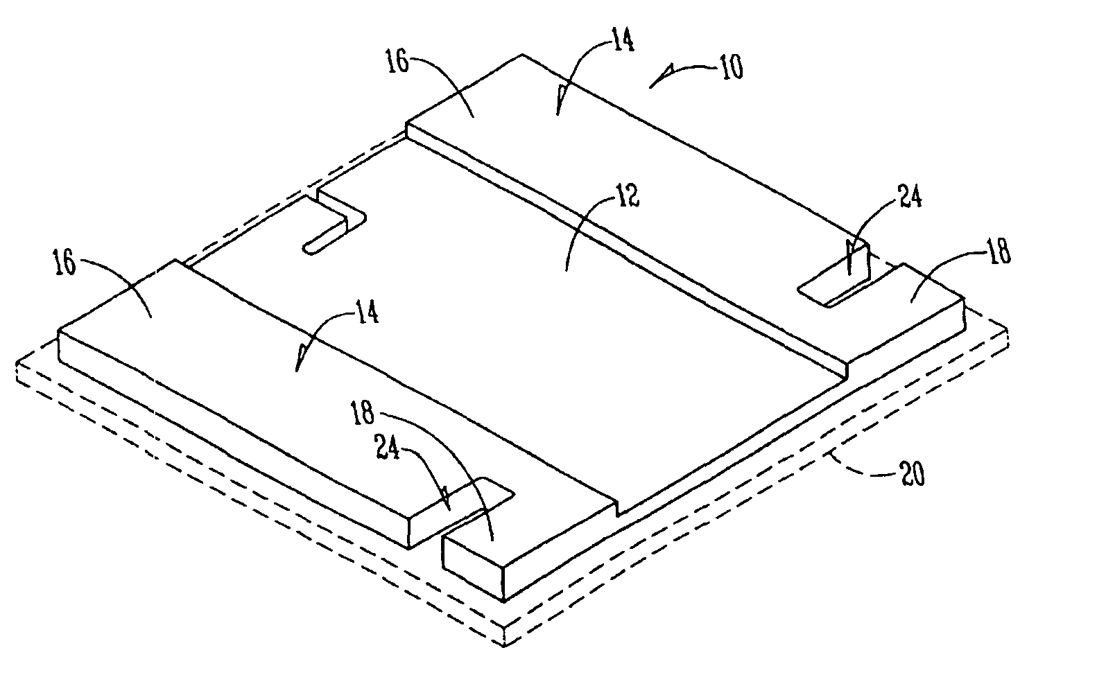 Surface mounted four terminal resistor