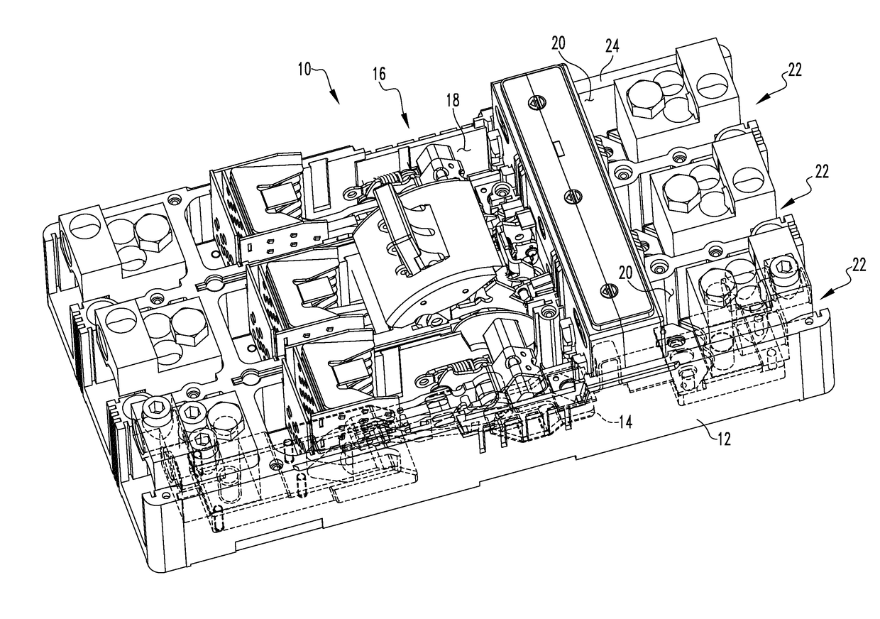 Articulated clinch joint for molded case circuit breaker