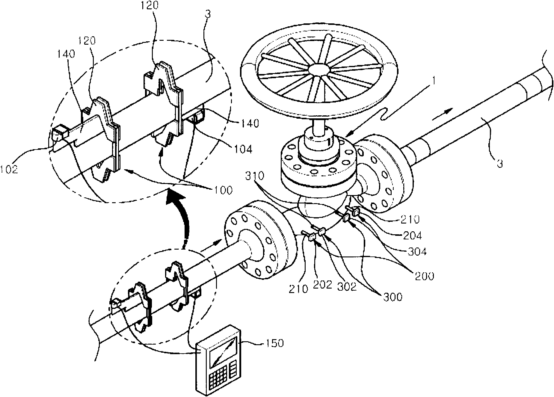 Apparatus for measuring fluid leakage from a valve using ultrasonic wave, sound, and temperature variations, and method for measuring fluid leakage using same