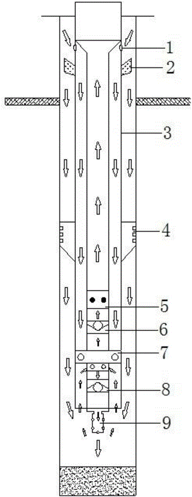 Oil well pipe cleaning and sand flushing integrated device and pipe cleaning and sand flushing method