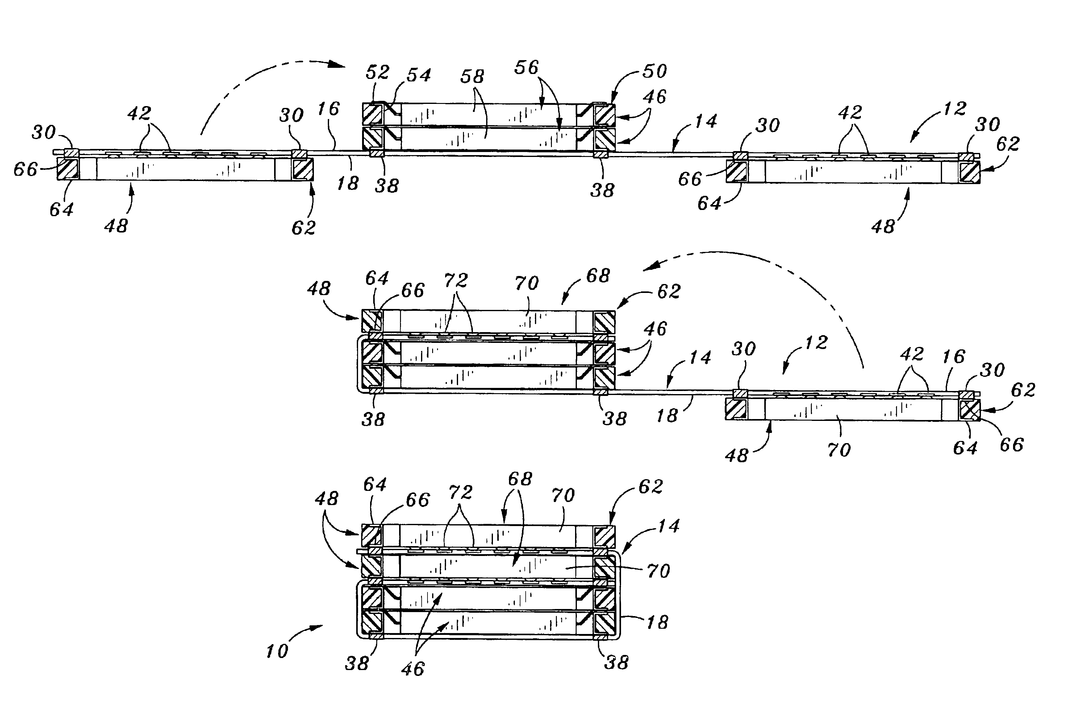 Chip stack with differing chip package types