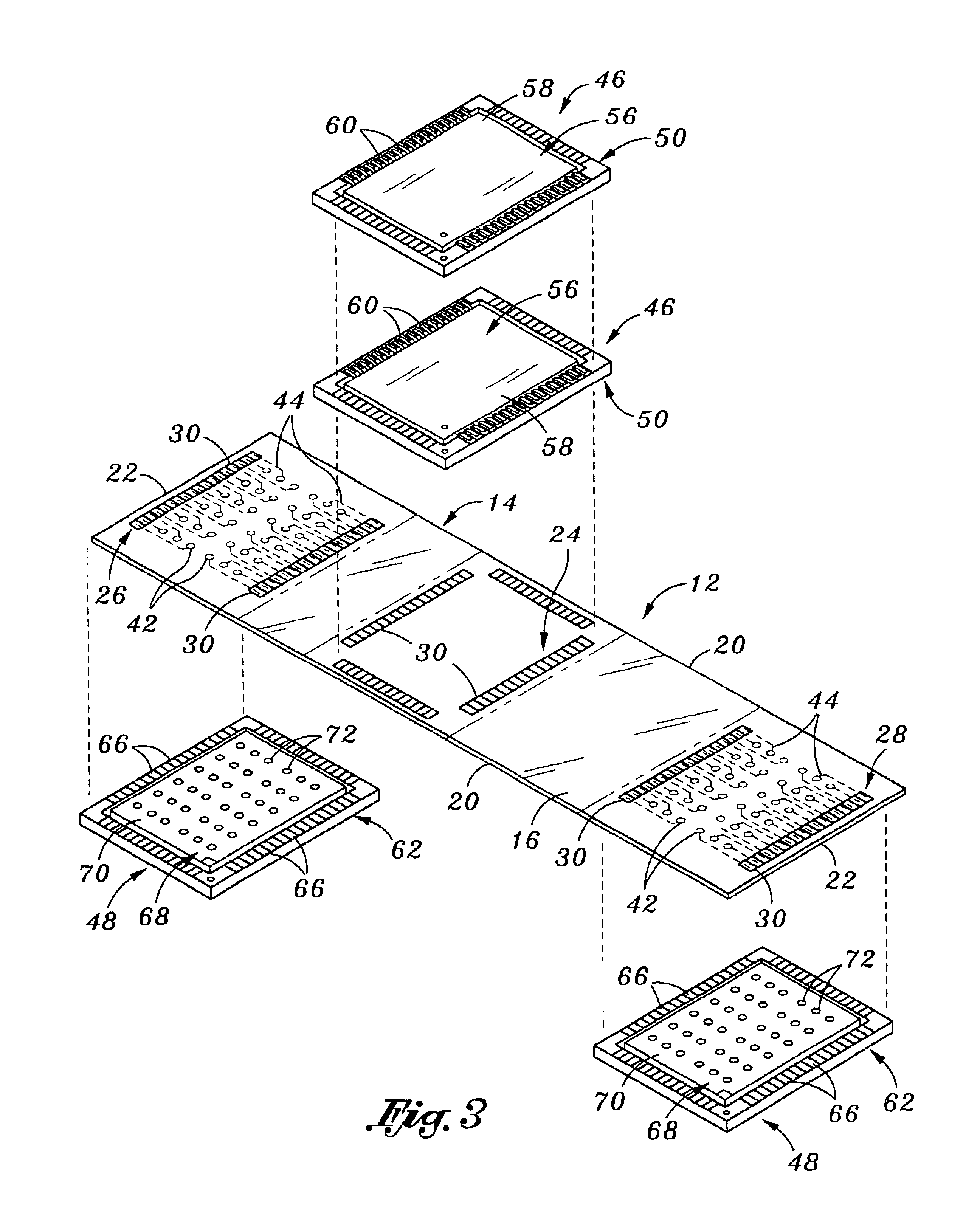 Chip stack with differing chip package types