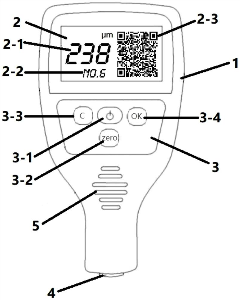 Coating thickness gauge with two-dimensional code display function and use method thereof