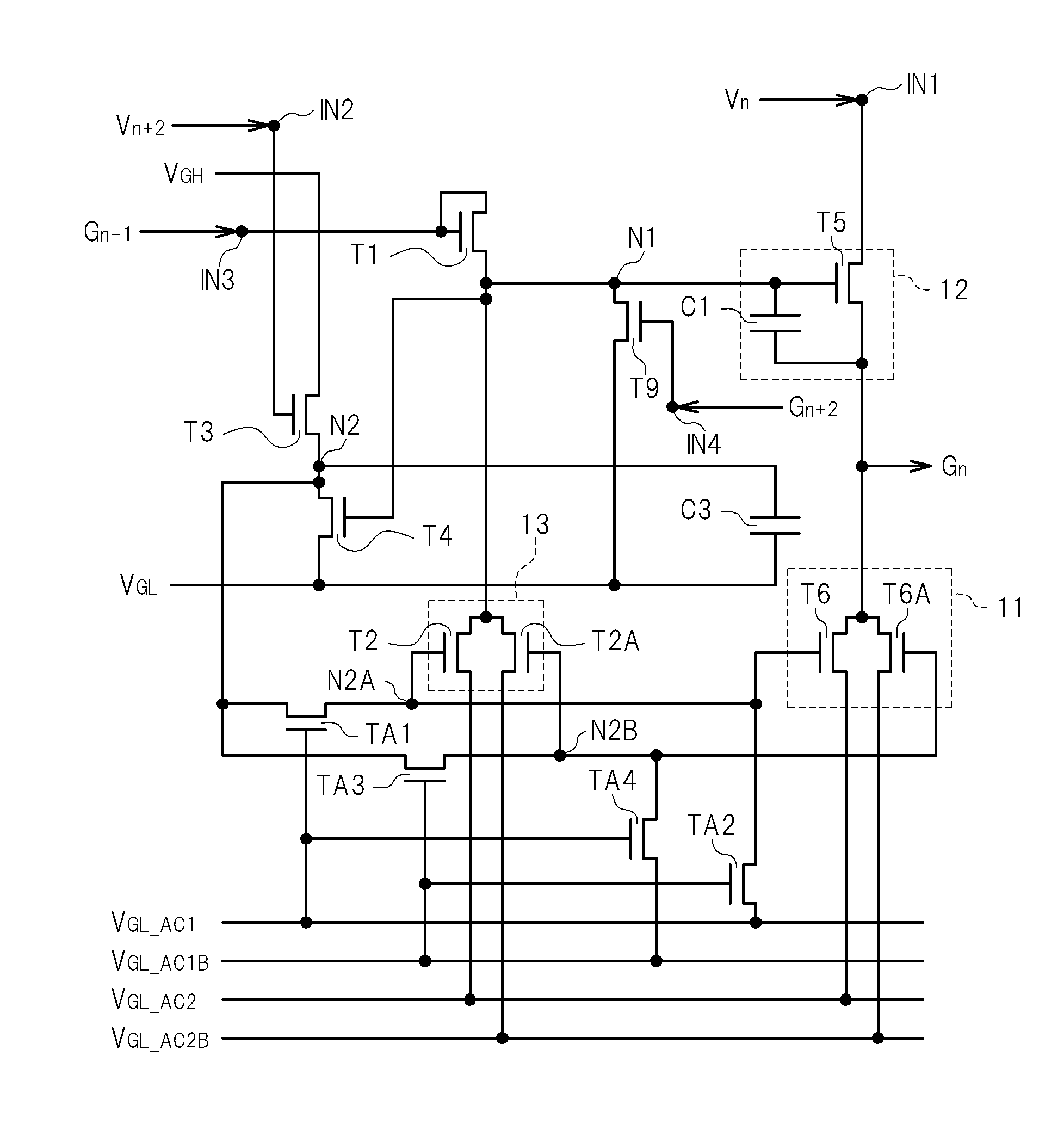 Gate signal line driving circuit and display device with suppression of changes in the threshold voltage of the switching elements