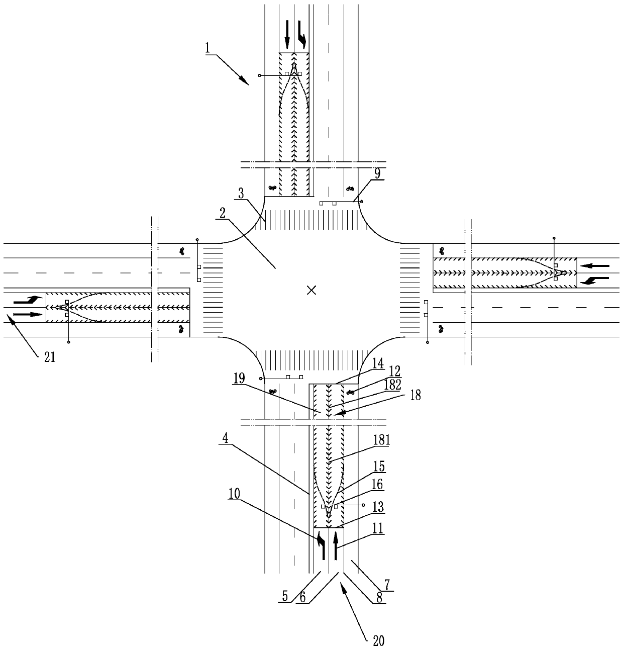 Double stop line traffic system for road intersection and application method thereof