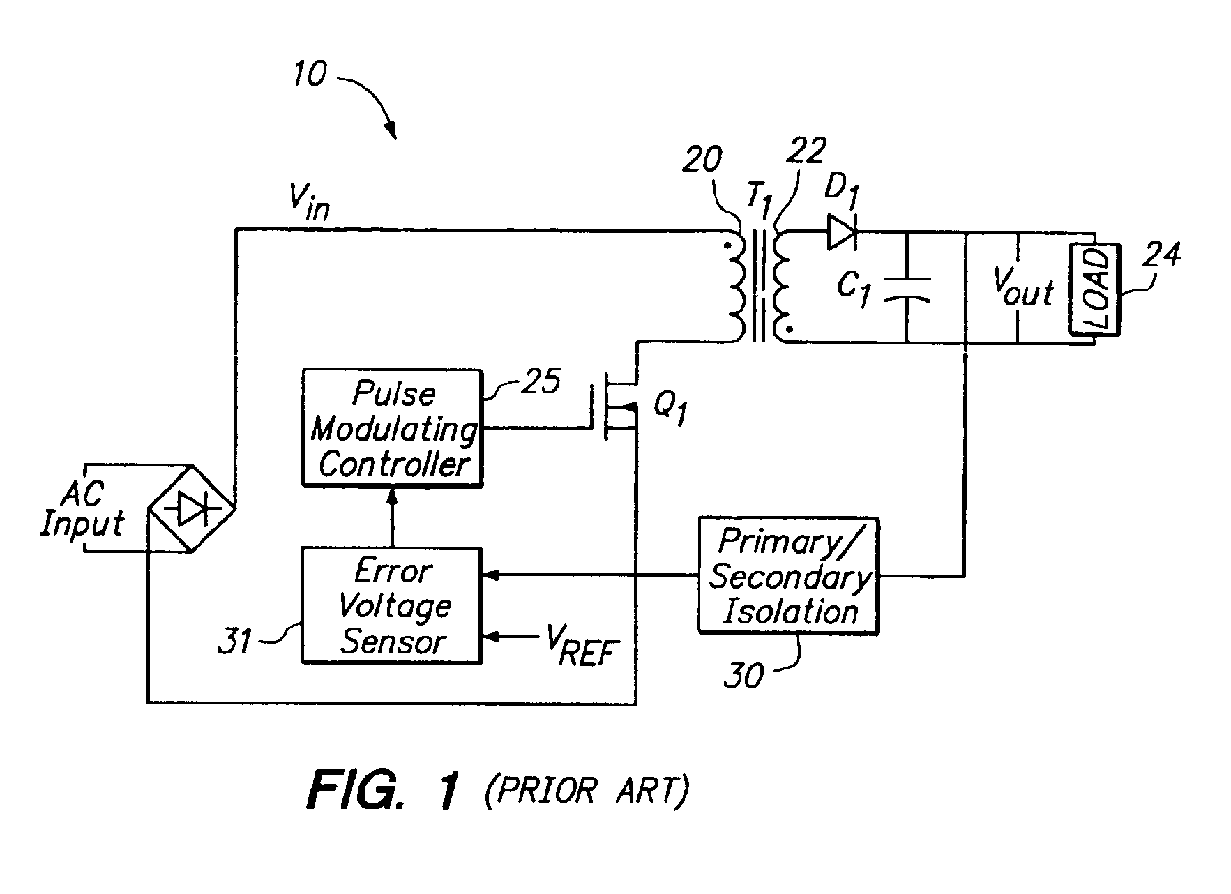 Method of driving a power converter by using a power pulse and a sense pulse