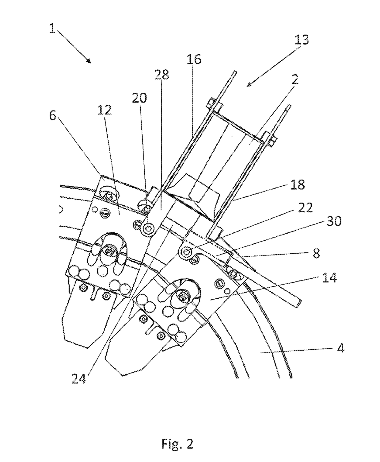 Transport device for conveying products