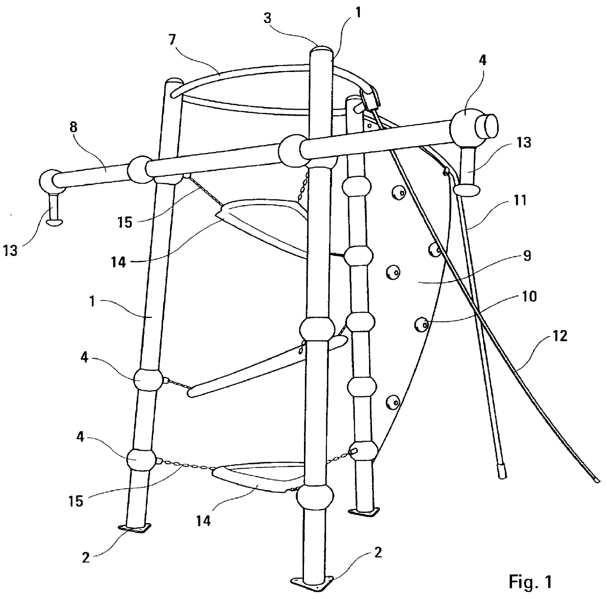 Playground equipment comprising upright posts