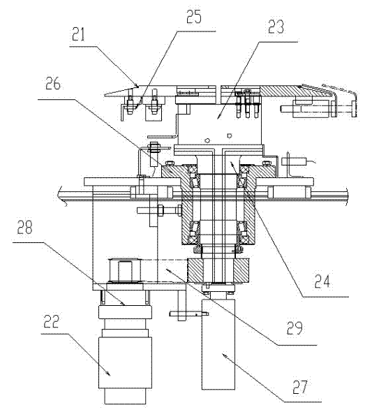 Horizontal triangle adhesive tape sticking device