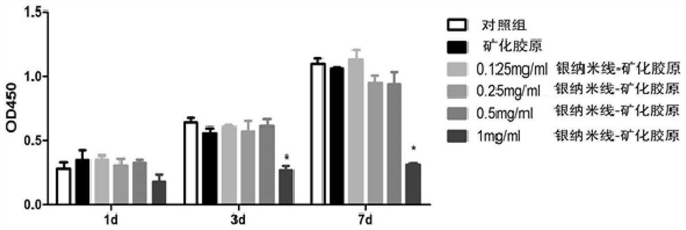 Silver nanowire-mineralized collagen co-assembled biomimetic scaffold and its preparation method and application