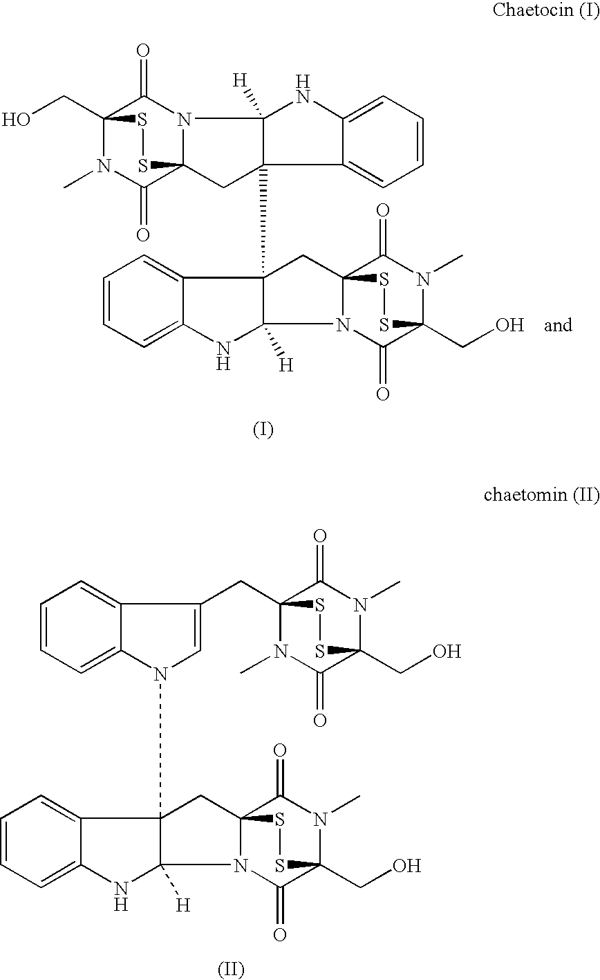 Use of Diketodithiopiperazine Antibiotics for the Preparation of Antiangiogenic Pharmaceutical Compositions