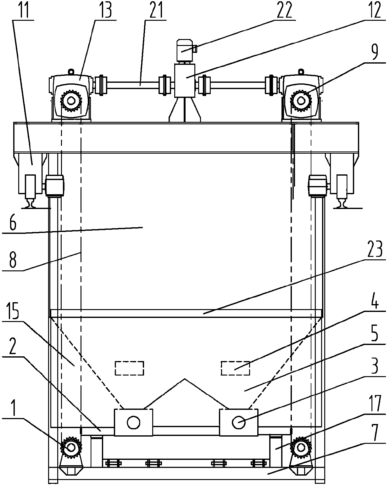 Lifting type filling bin