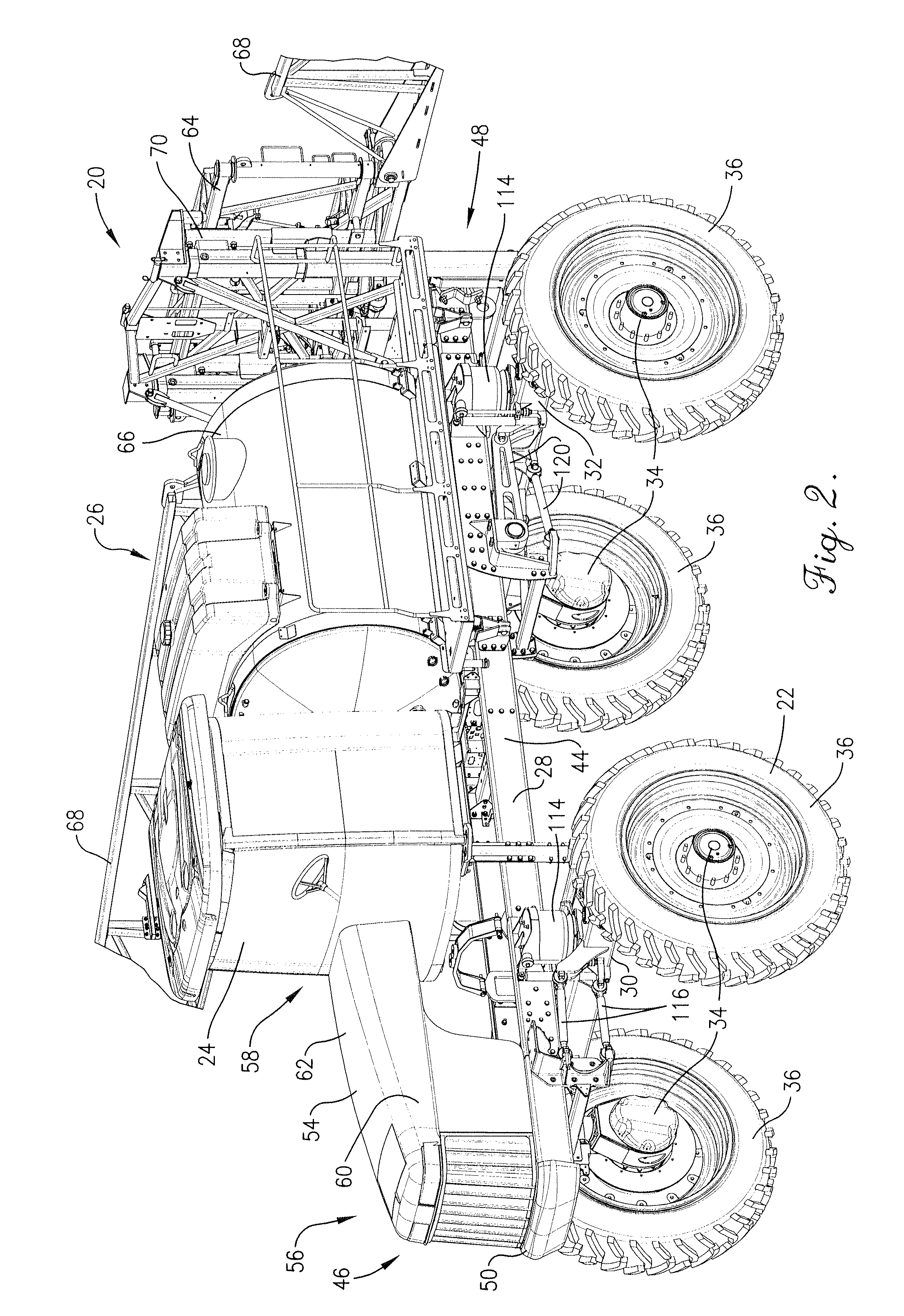 Adjustable height device for high clearance vehicle