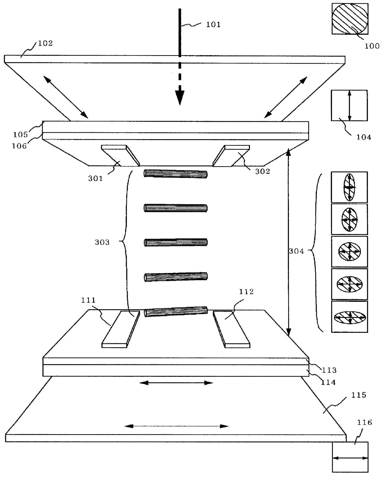 In plane switching LCD with 3 electrode on bottom substrate and 1 on top substrate