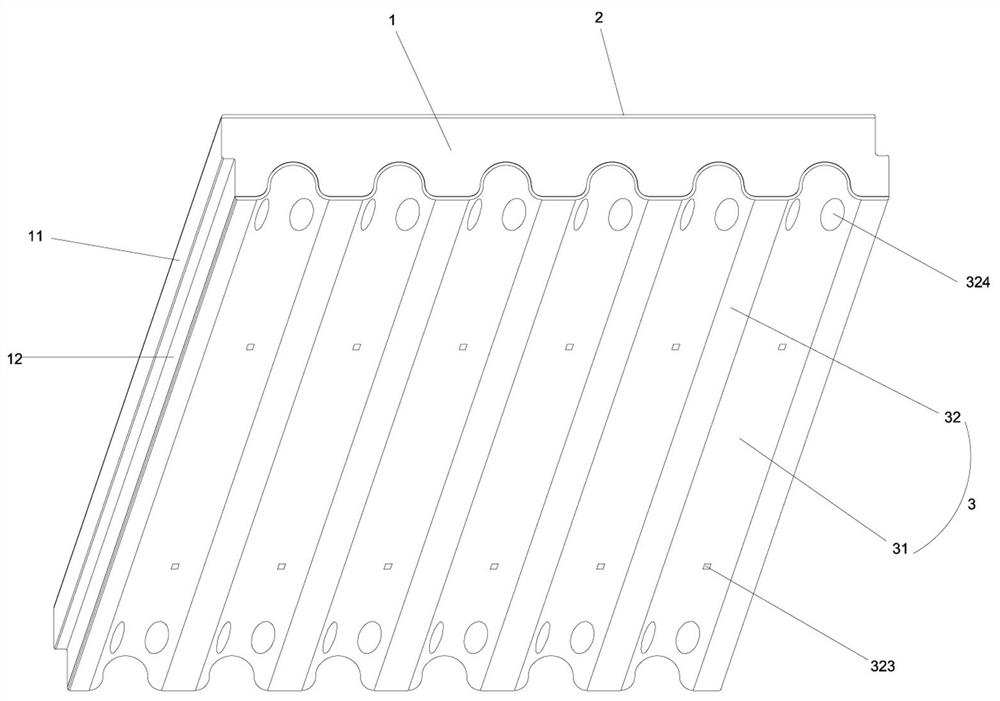 Assembly type pipeline integrated partition wall structure of single-side corrugated tile plate