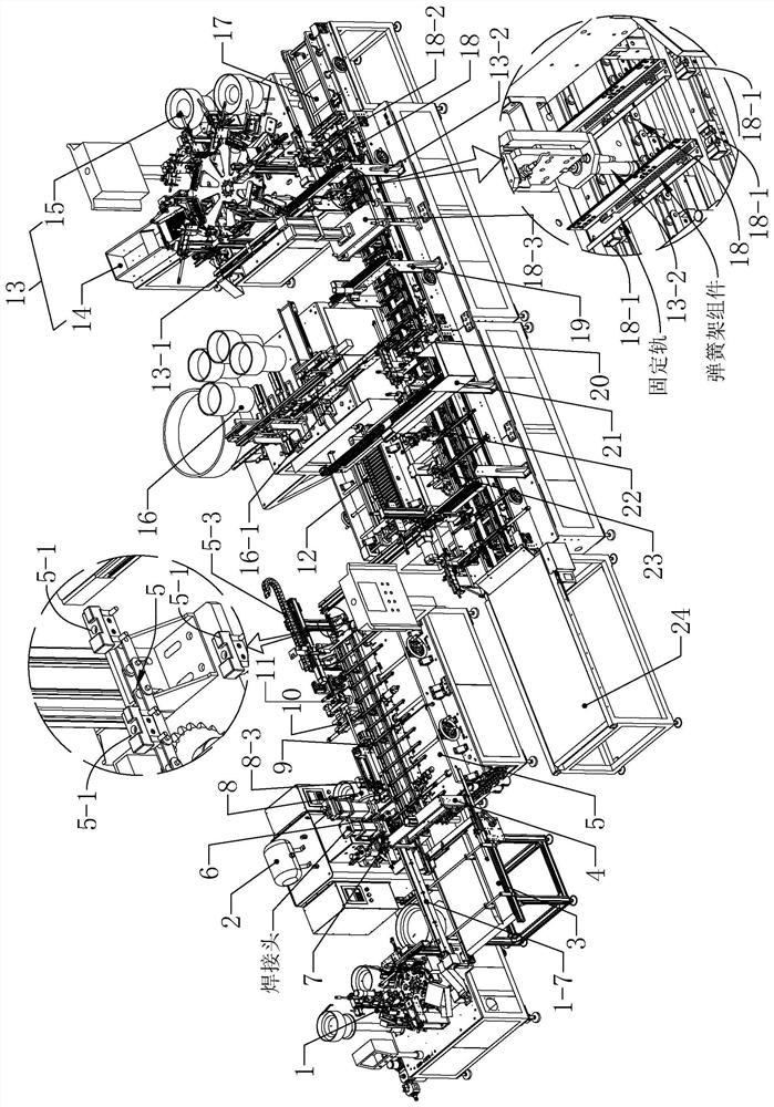 Fixed rail component assembly line of two-section hidden rail production assembly line