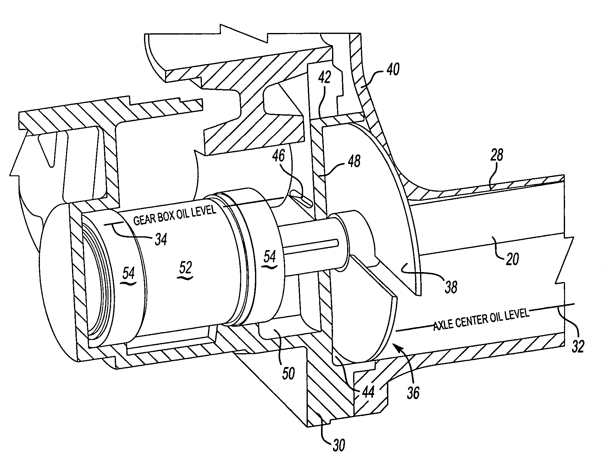 Dual level oil impeller for drive axle assembly