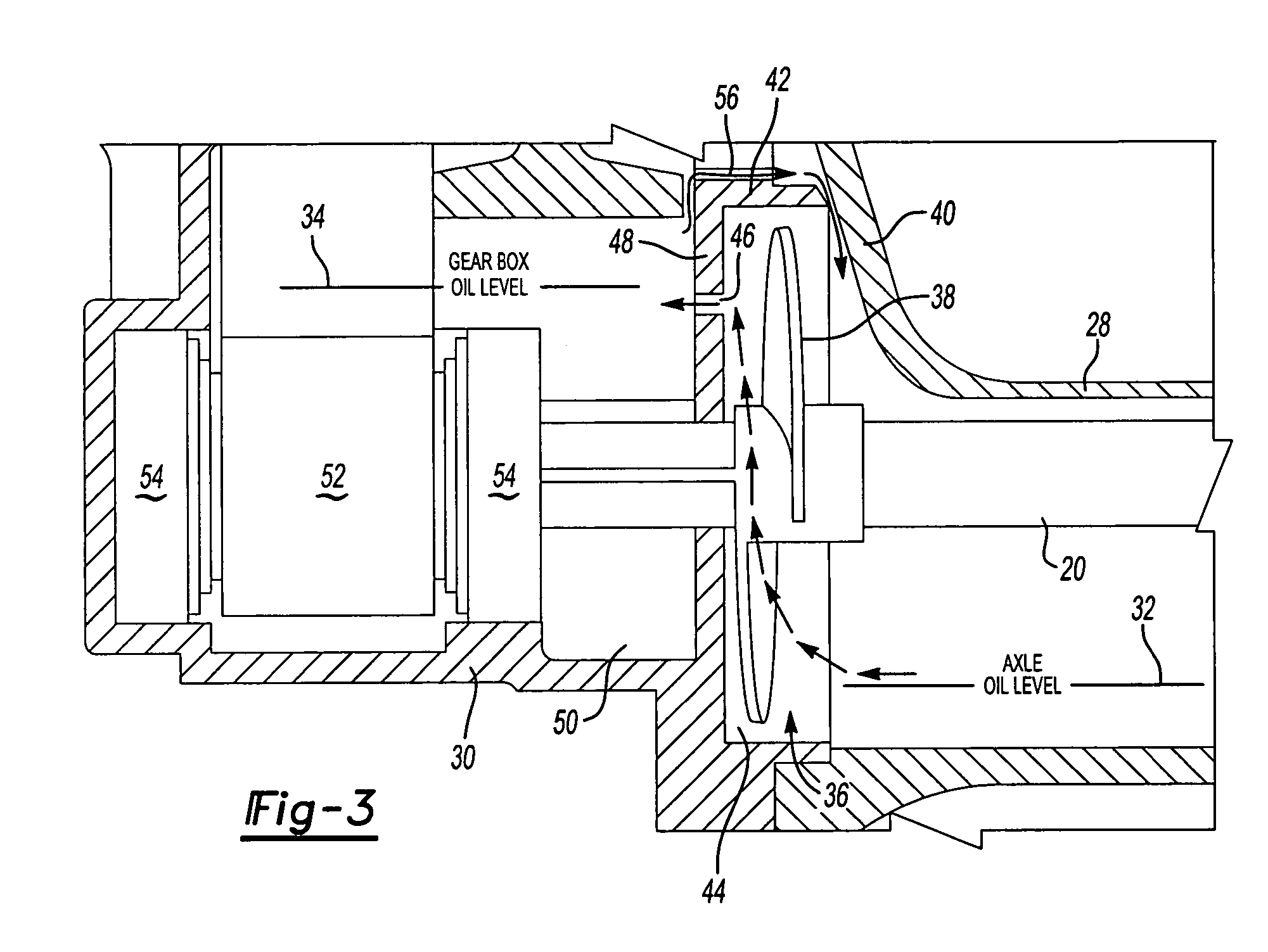 Dual level oil impeller for drive axle assembly