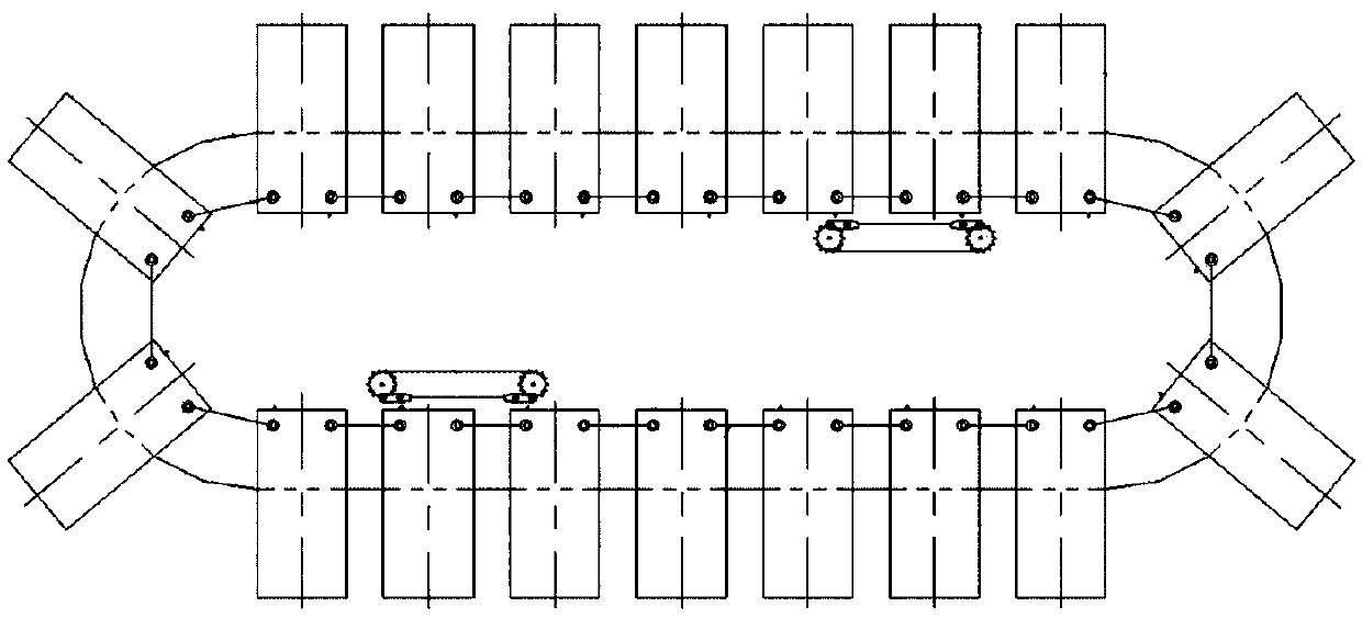 Inclined conveying gravity bearing free clutch transmission production line