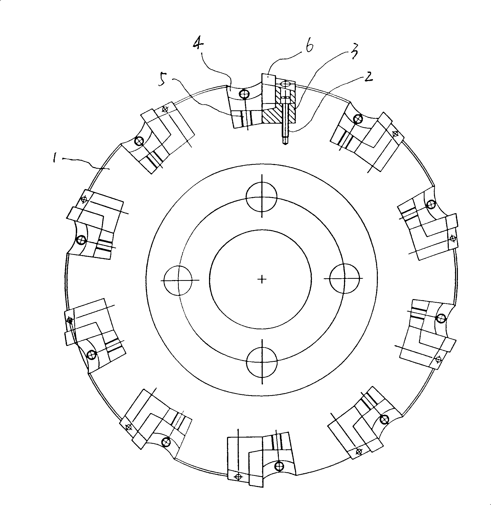 Rotatable face milling cutter made of superhard material