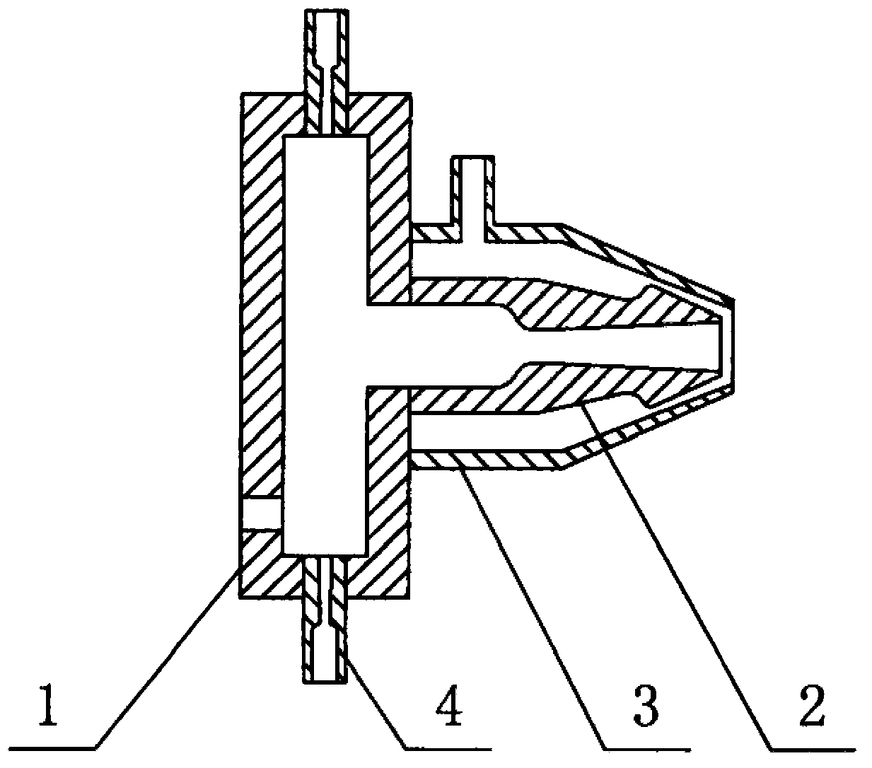 Inside-mixing atomizing nozzle device