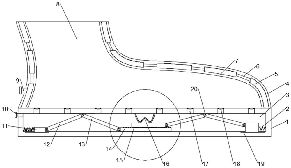 An adjustable cushioned shoe