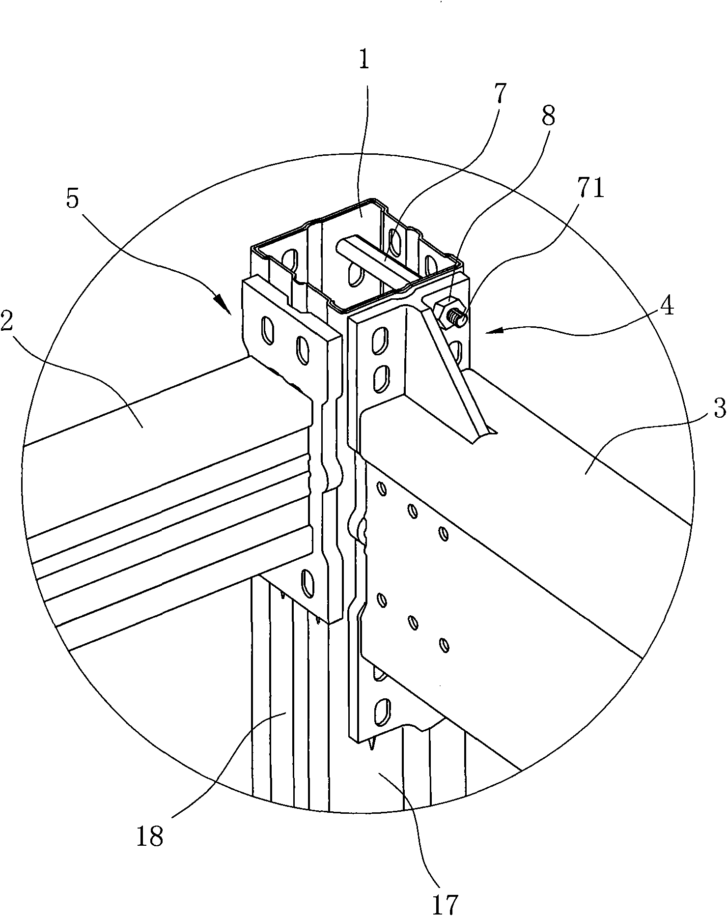 Connecting structure for nested composite sections