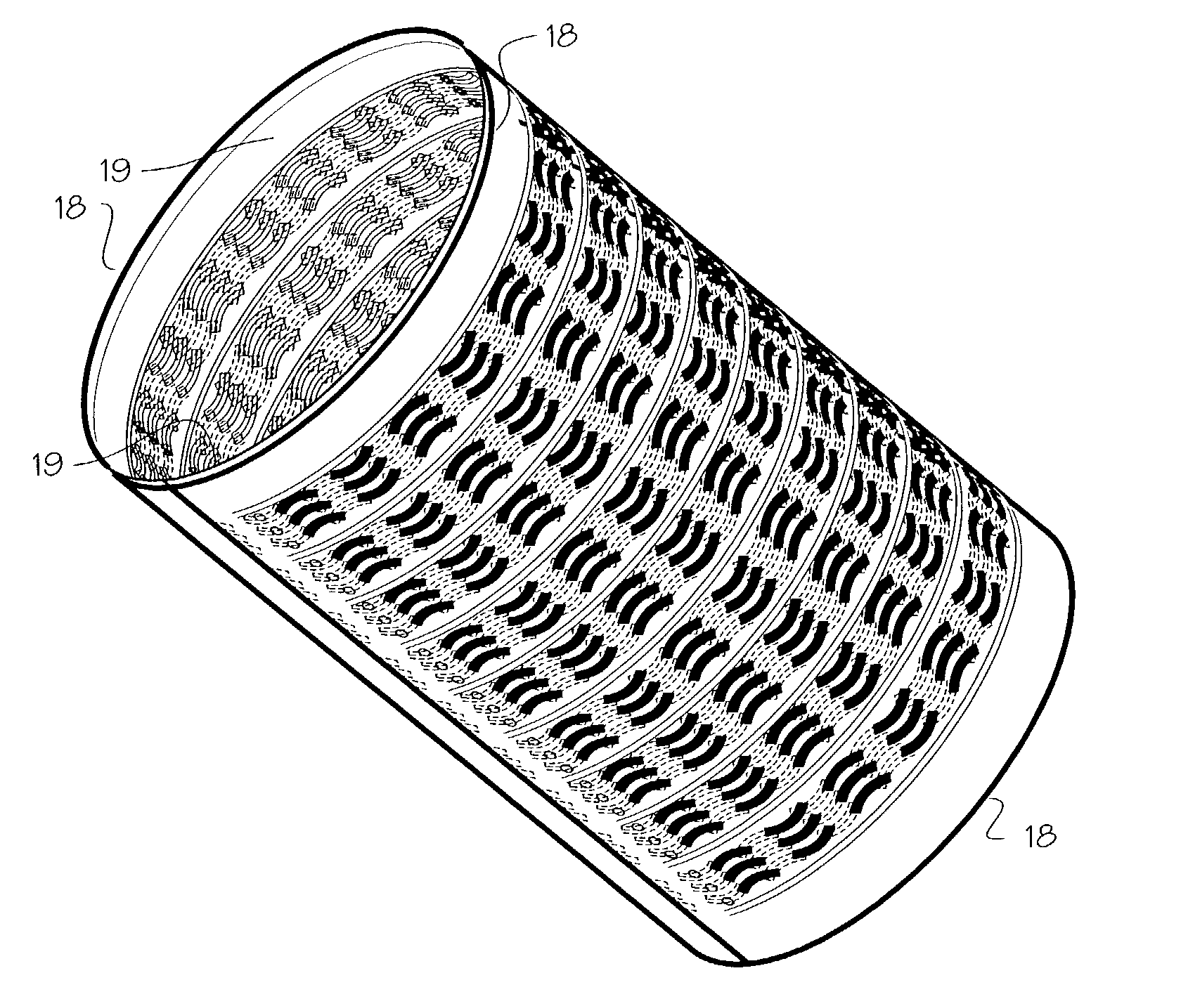 Rolled stent with waveform perforation pattern