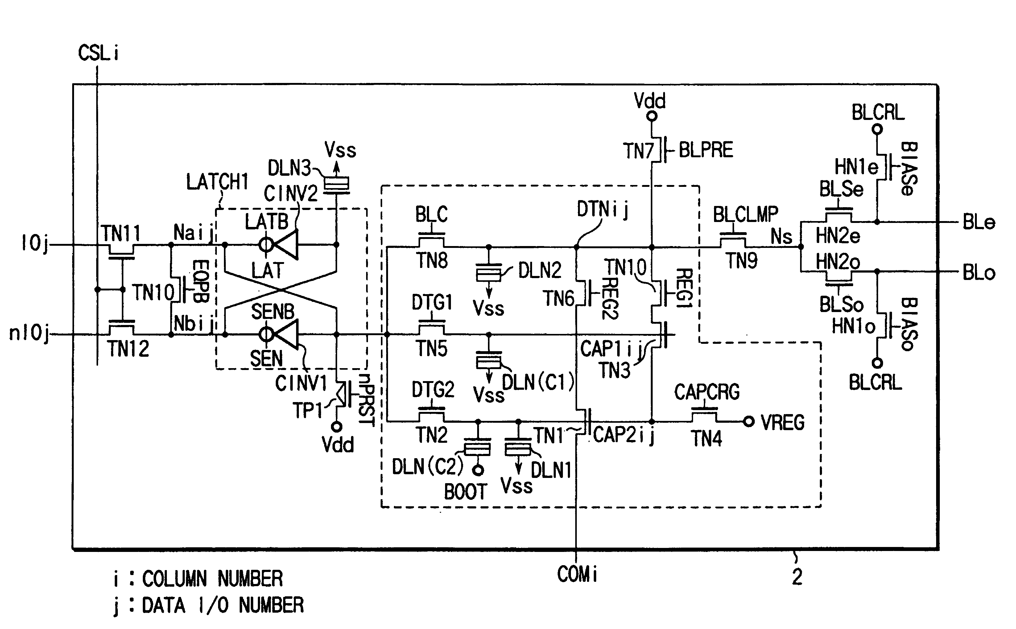 Nonvolatile semiconductor memory having plural data storage portions for a bit line connected to memory cells