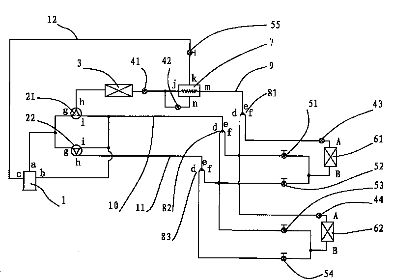 Three-pipe heating and reclaiming air-conditioning system