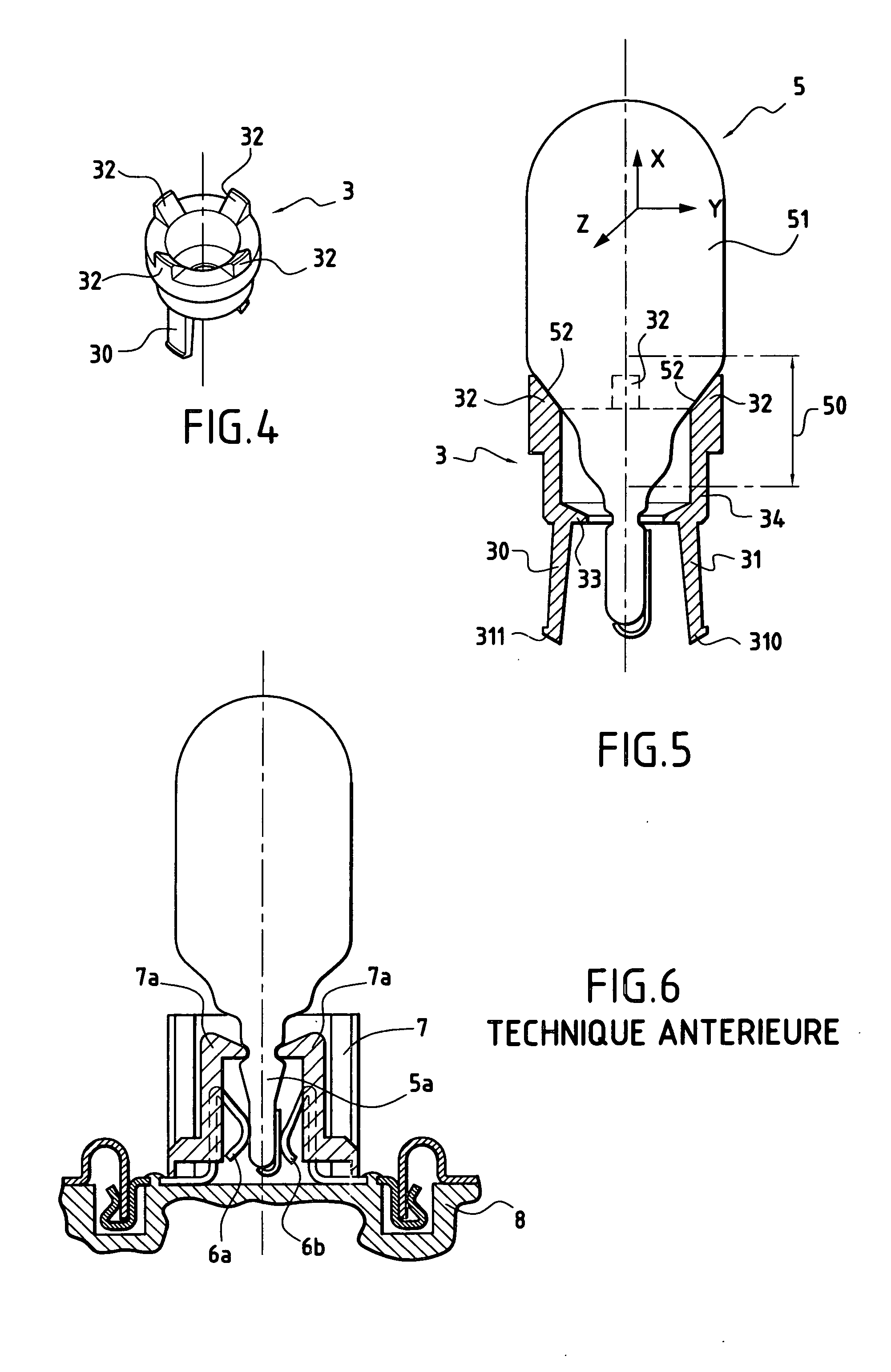 Socket equipped with a centring ring for a wedge-base