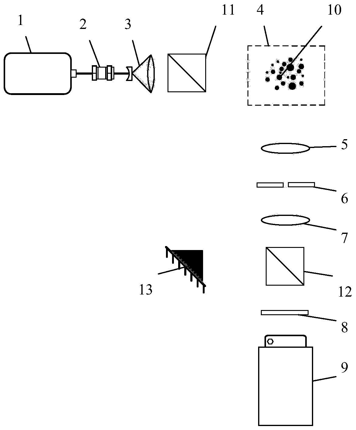 Digital holographic particle measuring device and method based on diaphragm spatial modulation