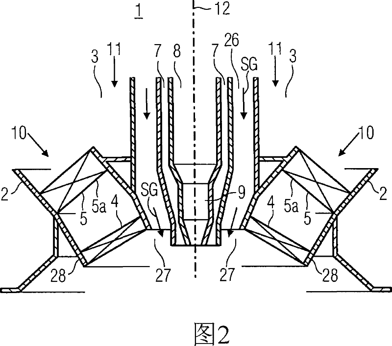 Burner for combustion of a low-calorific fuel gas and method for operating a burner