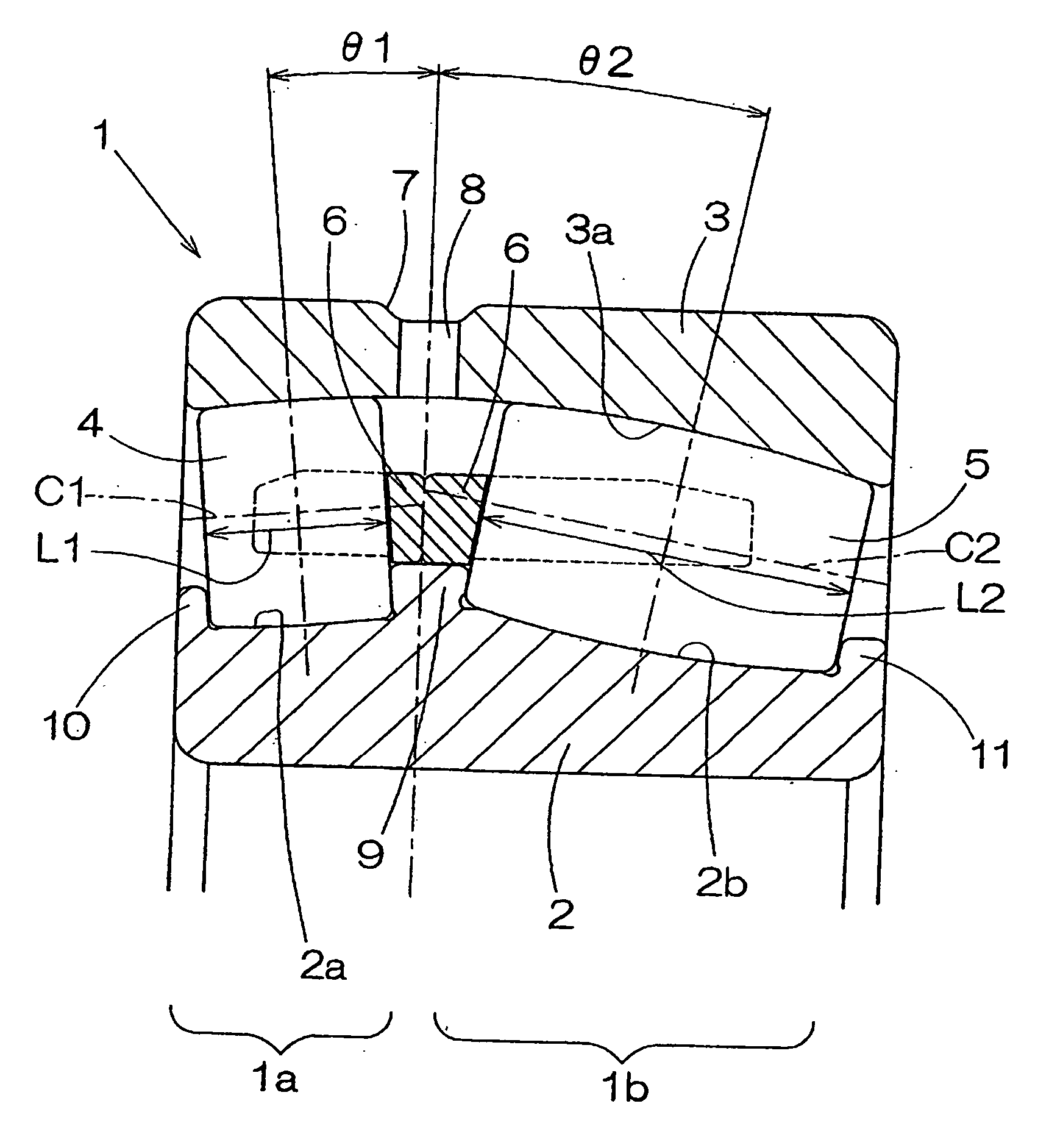 Double-row self-aligning roller bearing and device for supporting wind turbine generator main shaft