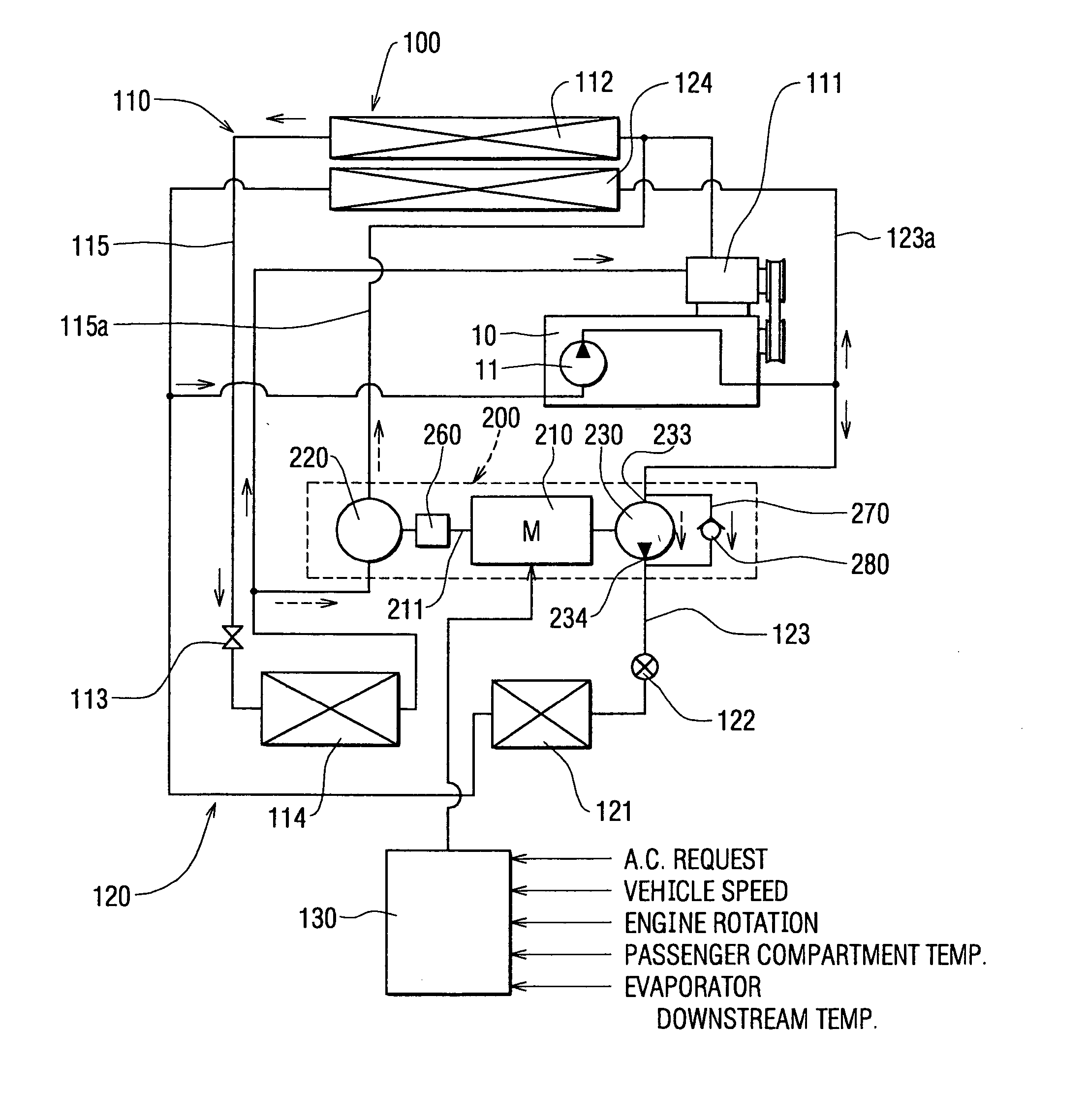 Air-conditioning apparatus including motor-driven compressor for idle stopping vehicles