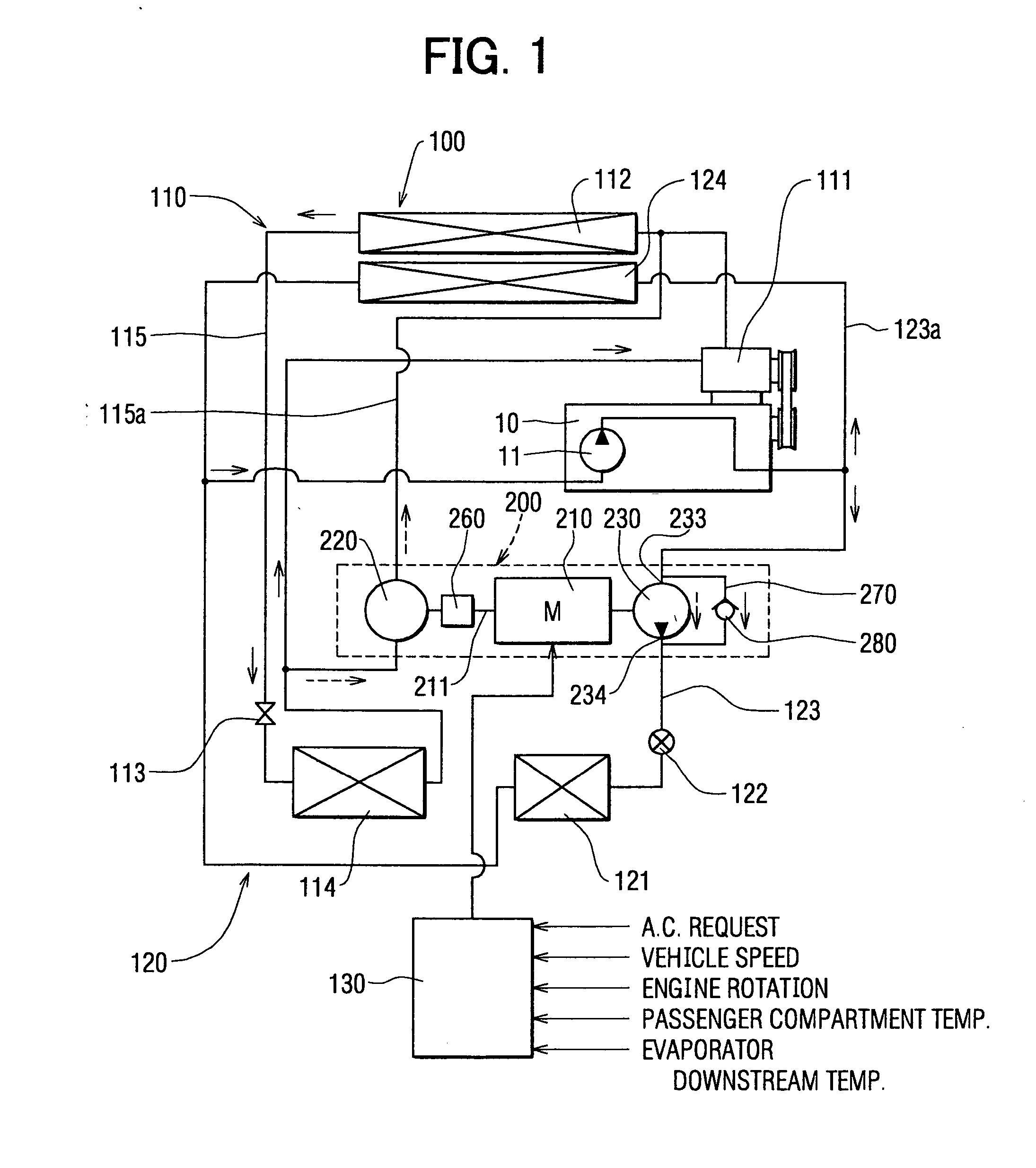 Air-conditioning apparatus including motor-driven compressor for idle stopping vehicles